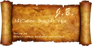 Jámbor Boglárka névjegykártya